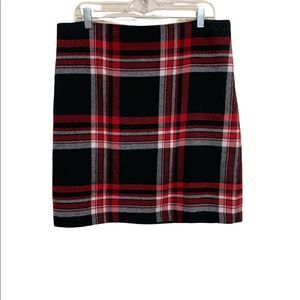Talbots wool blend black and red plaid skirt